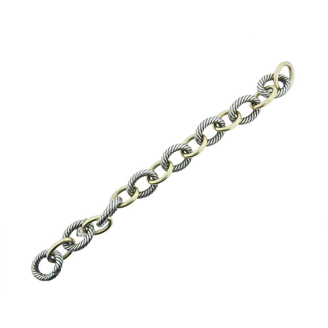 David Yurman 18k Bonded Gold Silver Cable Link Bracelet (1 of 3)