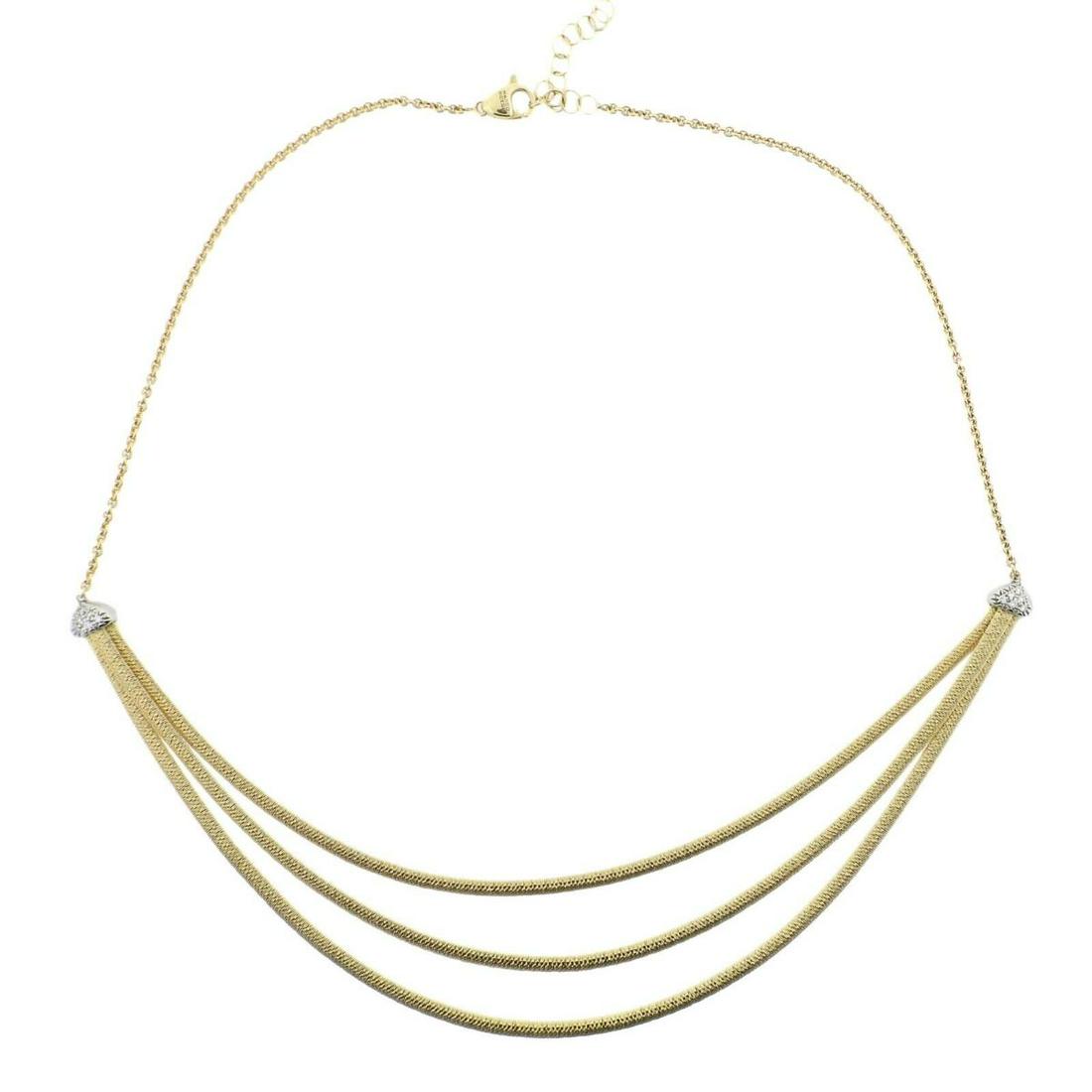 Marco Bicego Cairo Diamond 18k Gold Three Strand Necklace (1 of 4)