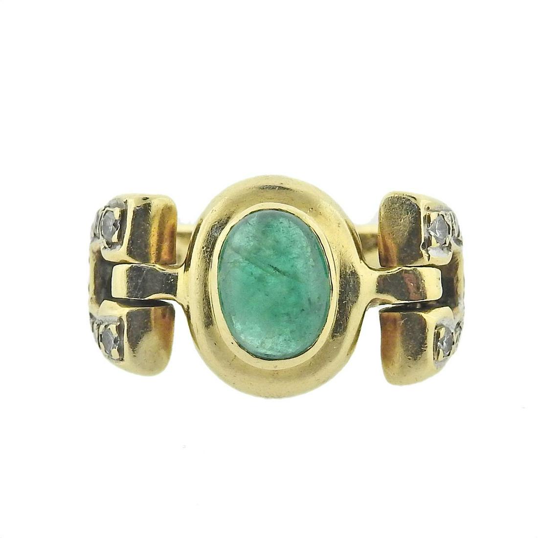 18k Gold Emerald Diamond Ring (1 of 3)