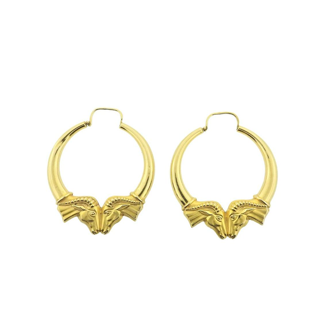 18k Gold Horse Head Hoop Earrings (1 of 3)