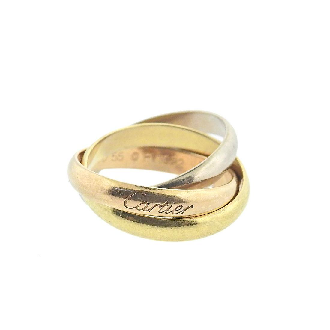 Cartier Trinity 18k Tri Color Gold Rolling Band Ring (1 of 2)