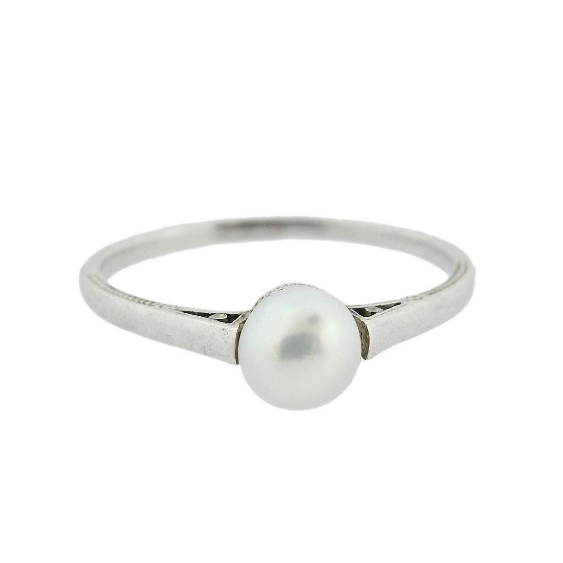 Art Deco Platinum Pearl Ring (1 of 3)