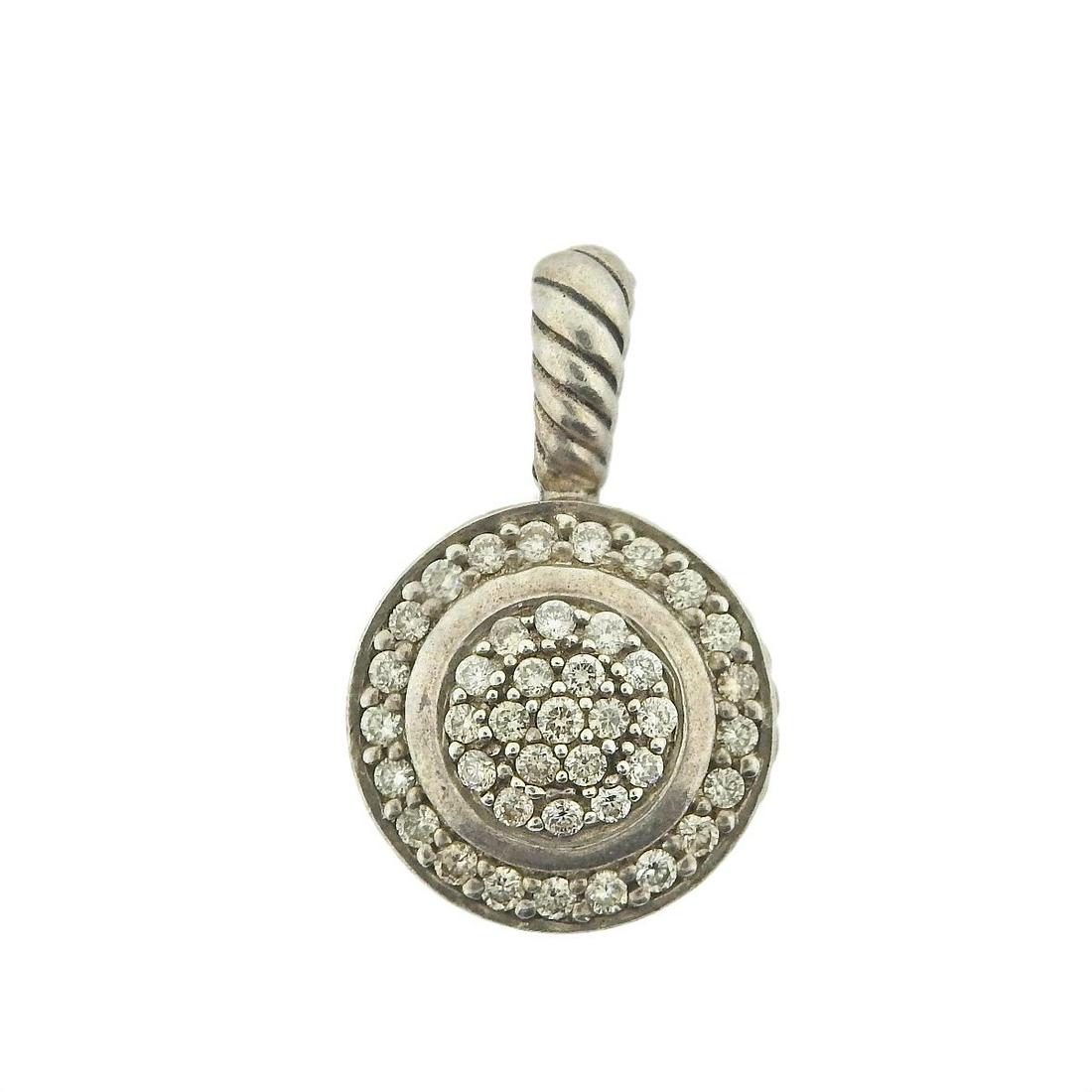David Yurman Sivler Diamond Pendant: Metal : Sterling Silver Designer : David Yurman Gemstone : Diamonds approx. 0.36ctw Measurements : Pendant is 22mm x 14mm Marked: : DY 925 Weight: 3.7 grams