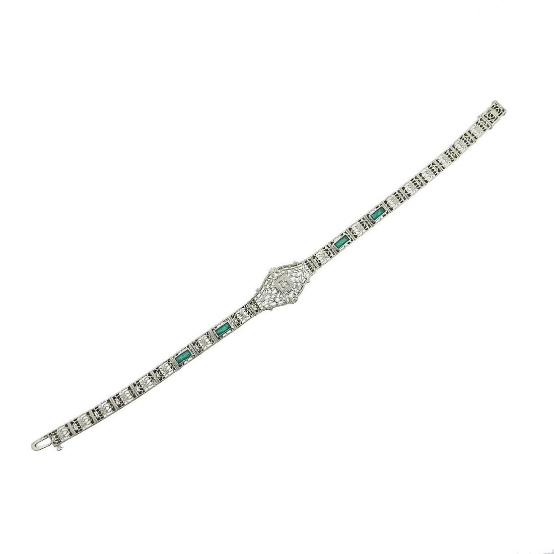 Art Deco Filigree 14k Gold Diamond Bracelet (1 of 4)