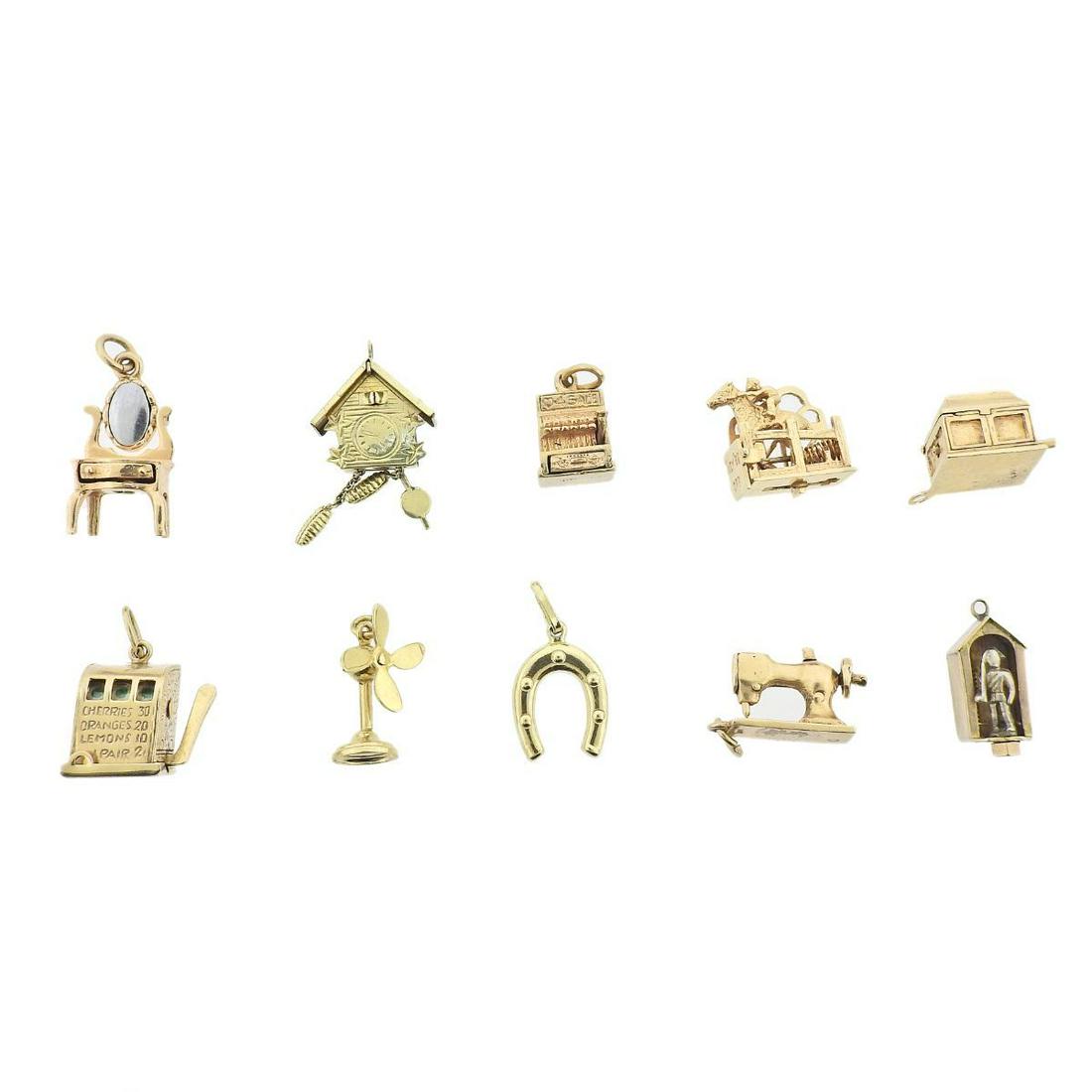 Vintage 14k Gold Movable 3D Charm Lot 10pc (1 of 4)