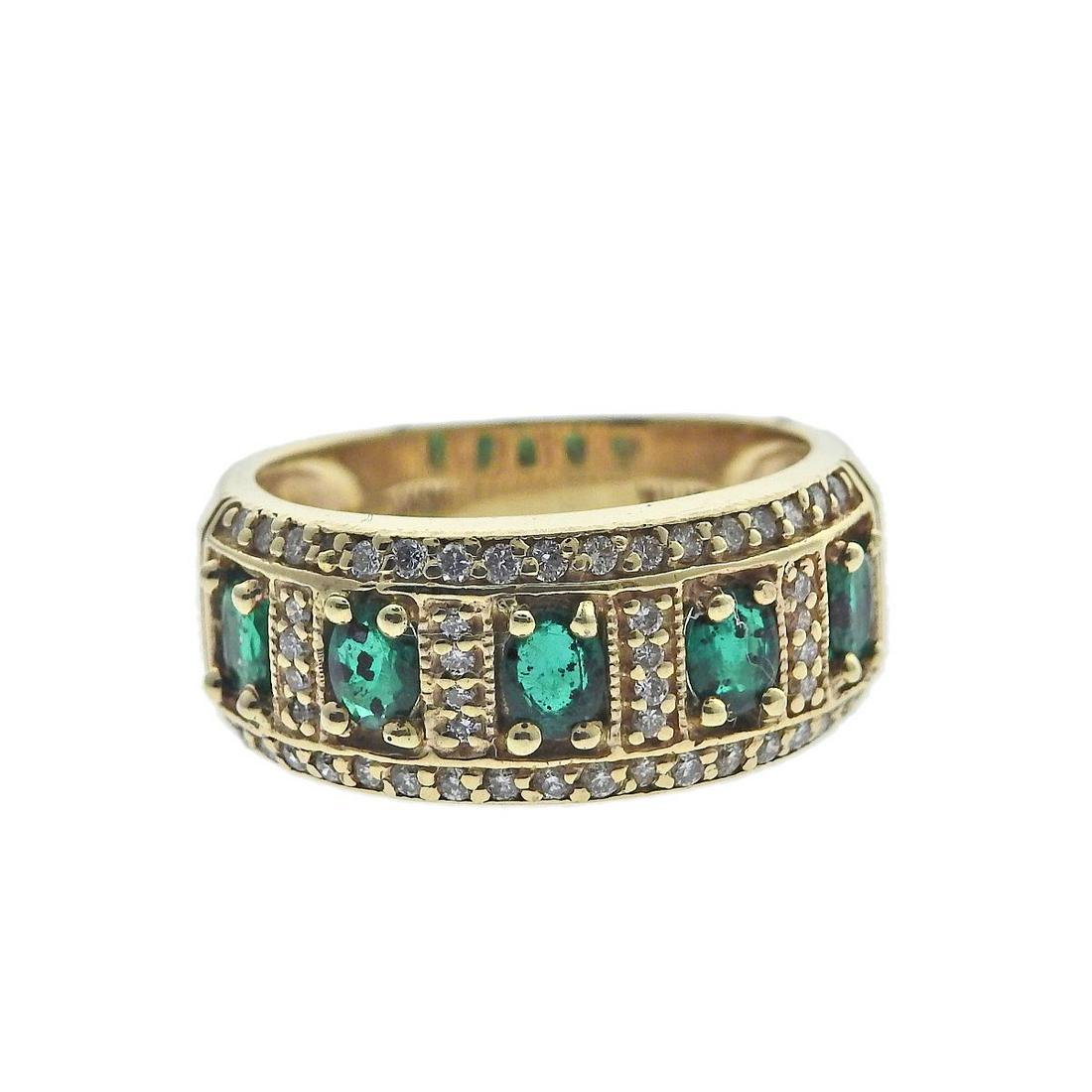 14k Gold Diamond Emerald Half Band Ring (1 of 3)