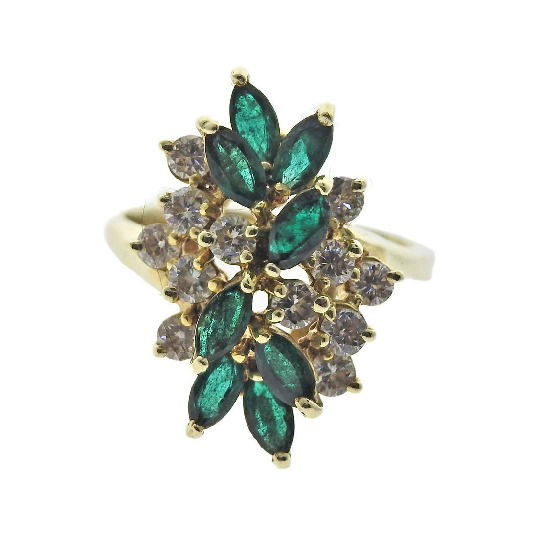 14k Gold Diamond Emerald Cluster Ring (1 of 4)