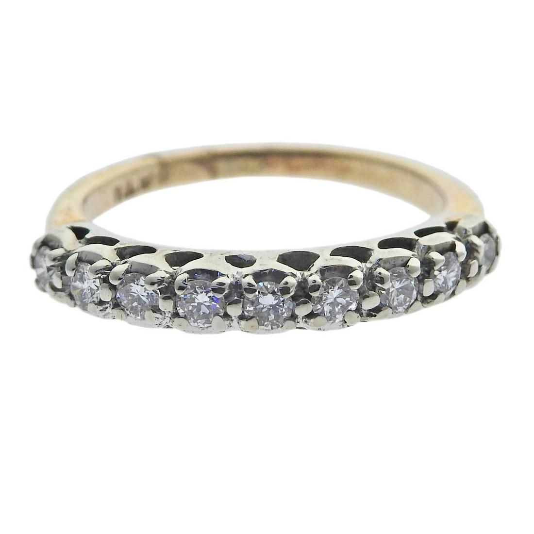 Midcentury 14k Gold Diamond Half Band Ring (1 of 4)
