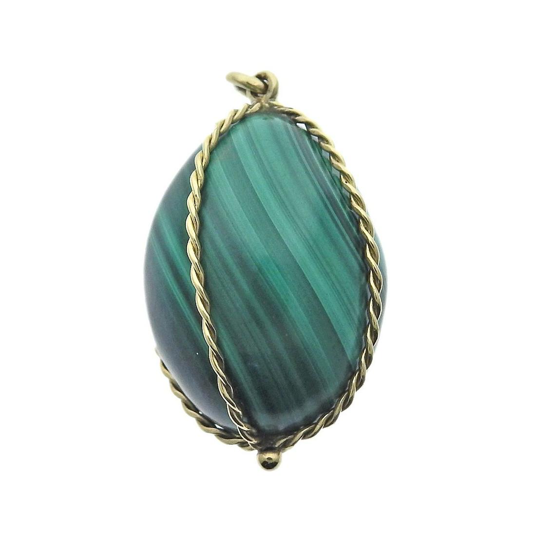 18k Gold Malachite Egg Pendant Charm (1 of 4)