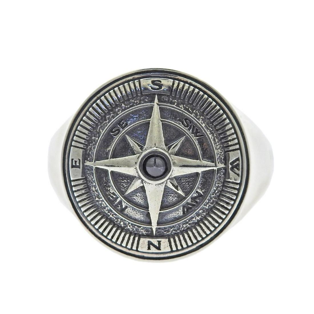 David Yurman Maritime Silver Compass Black Diamond Ring (1 of 3)
