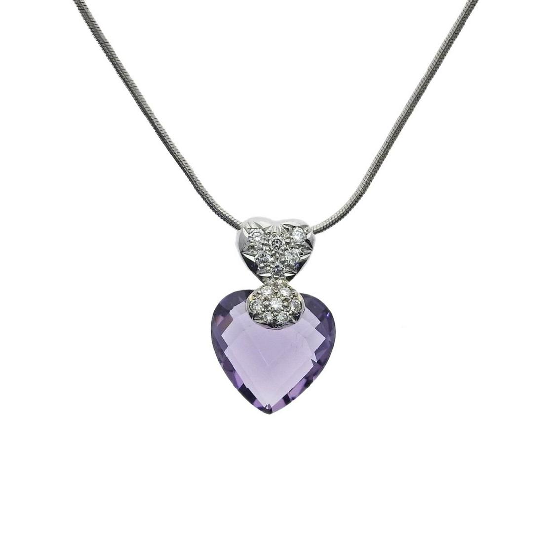 14k Gold Diamond Amethyst Heart Pendant Necklace (1 of 3)