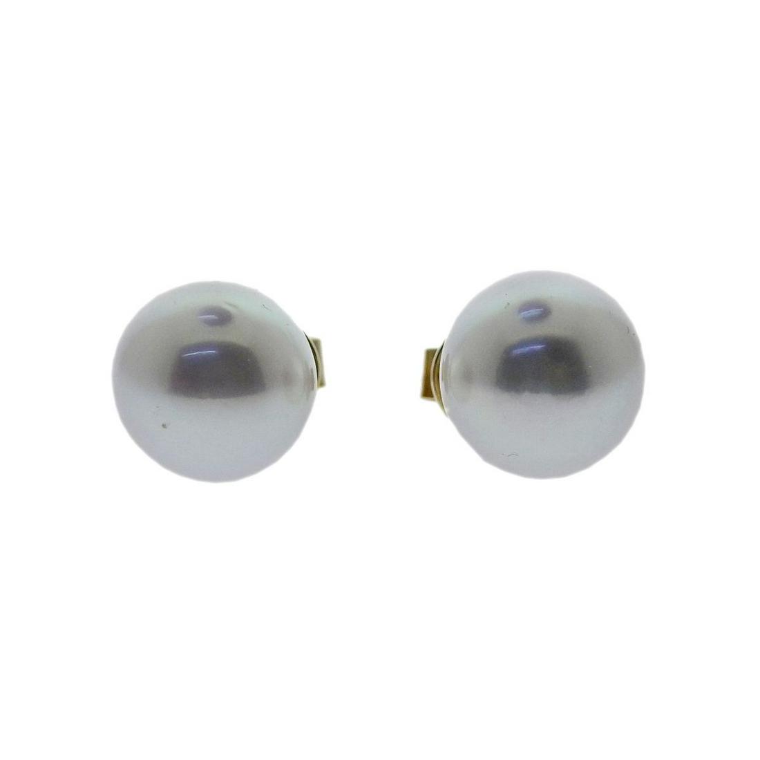 14k Gold South Sea Pearl Stud Earrings: Metal : 14k Gold Designer : Not Signed Gemstone : South Sea pearls 12.4mm Measurements : Earrings are 12.4mm Marked: : 585 Weight: 7 grams