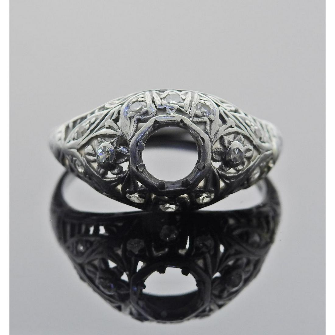 Art Deco Platinum Diamond Engagement Ring Setting (1 of 3)