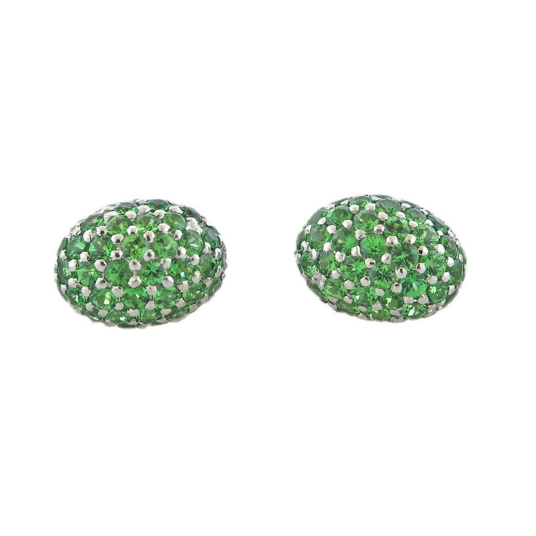 Roberto Coin Tsavorite Garnet 18k Gold Oval Stud Earrings (1 of 4)