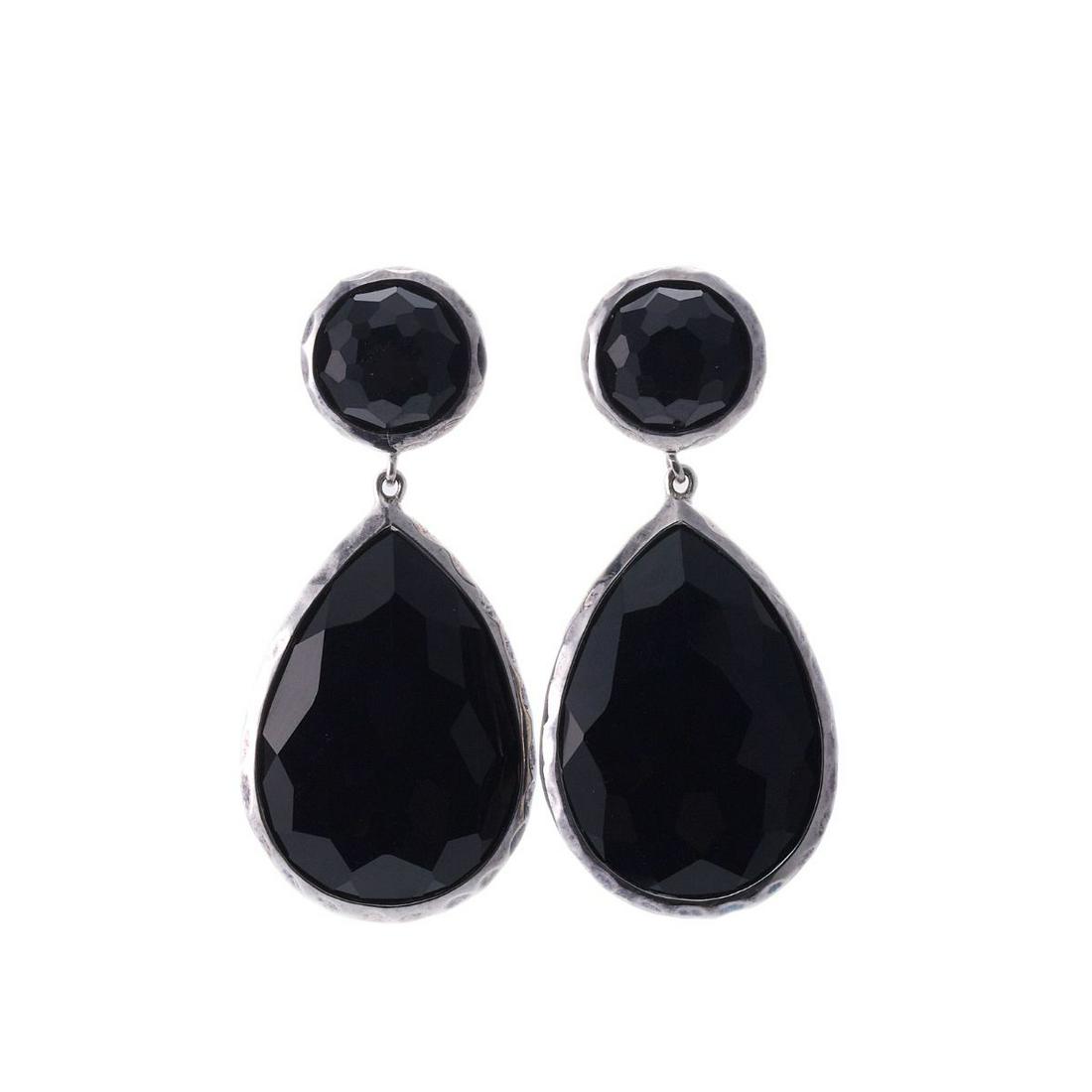 Ippolita Rock Candy Silver Onyx Teardrop Earrings: Metal : Sterling Silver Designer : Ippolita Gemstone : Onyx Measurements : Earrings are 42mm x 20mm. Come with pouch and polishing cloth. Marked: : Ippolita, 925 Weight: 12.6 grams
