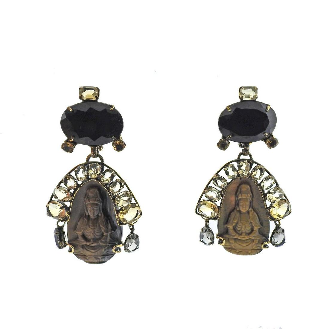 Iradj Moini Buddha Tiger's Eye Topaz Citrine Quartz Earrings (1 of 4)