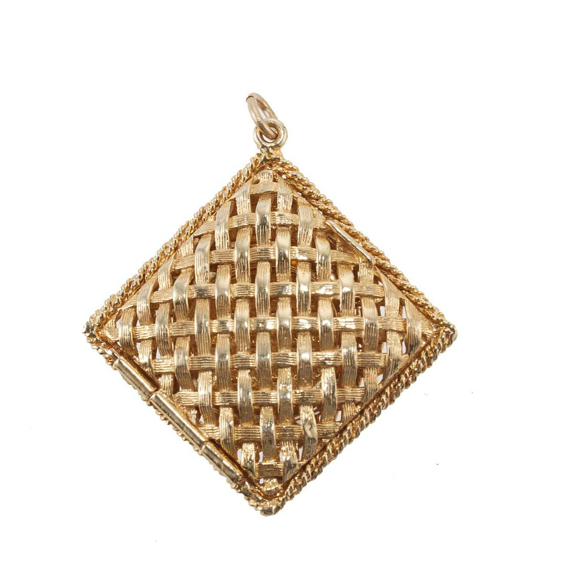 Vintage 14k Gold Woven Locket Pendant (1 of 4)