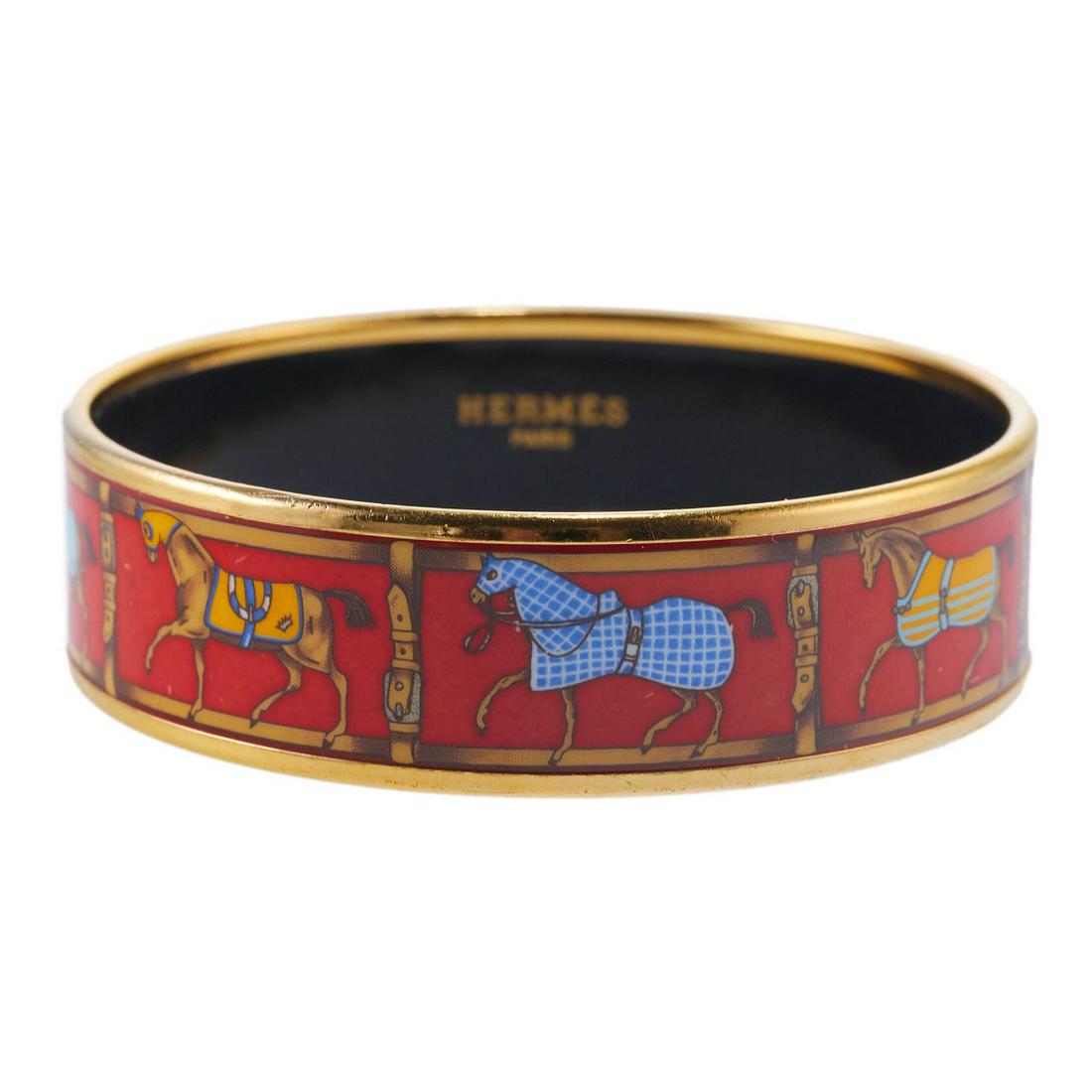 Hermes Enamel Equestrian Bangle Bracelet (1 of 3)