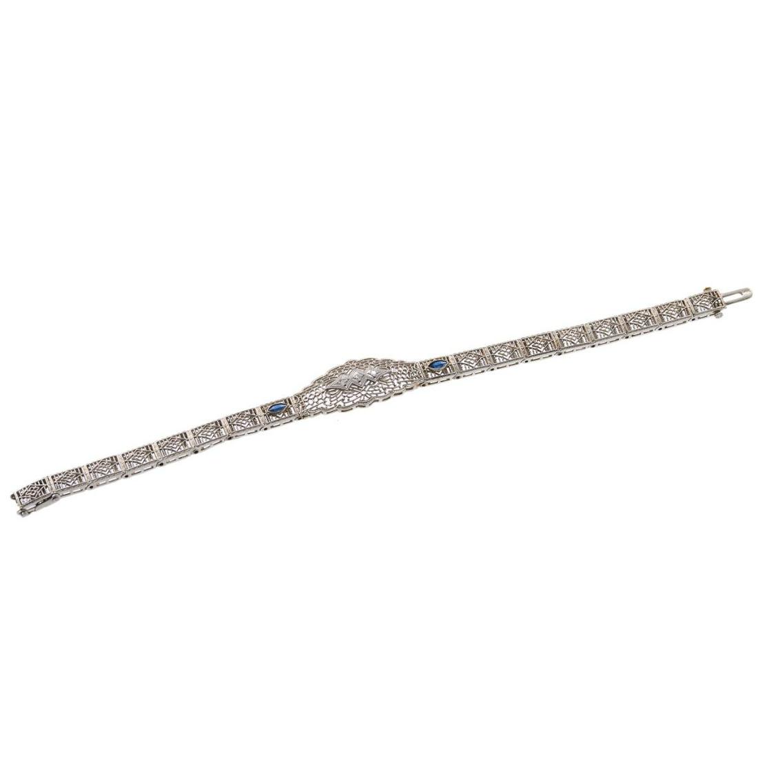 Art Deco Filigree Diamond Gold Bracelet (1 of 4)