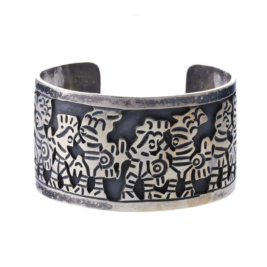Los Balesteros Taxco Mexican Silver Cuff Bracelet (1 of 4)