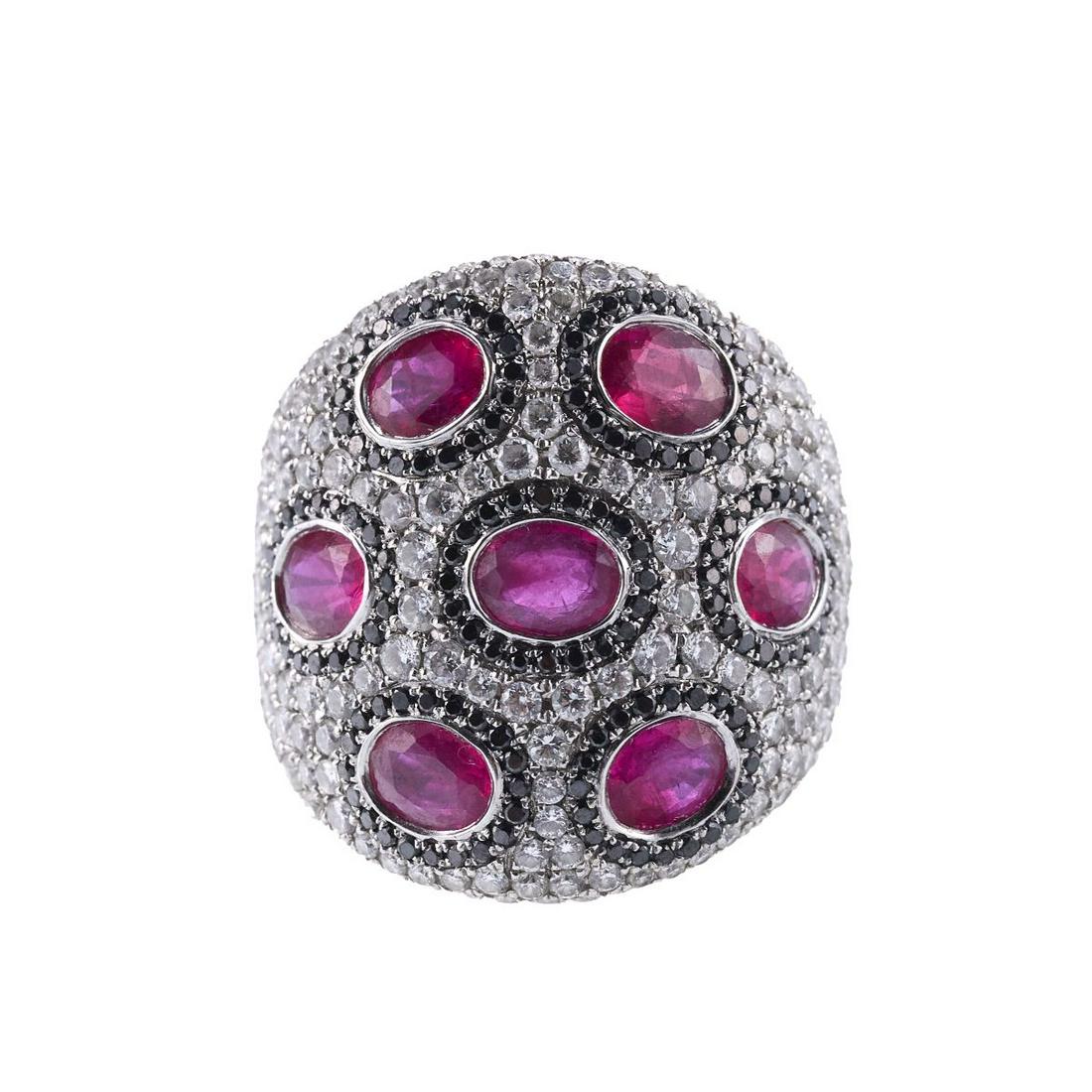 Christoff 18k Gold Diamond Ruby Cocktail Ring (1 of 4)