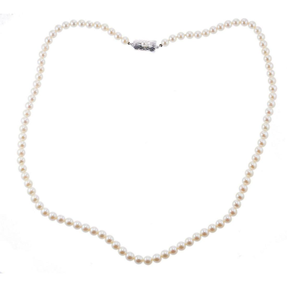 Mikimoto Silver Pearl Necklace (1 of 3)
