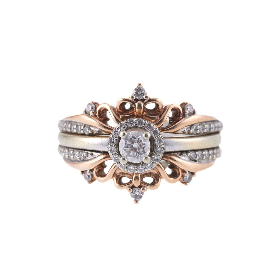 Disney 14k Gold Diamond Engagement Wedding Ring Set (1 of 3)