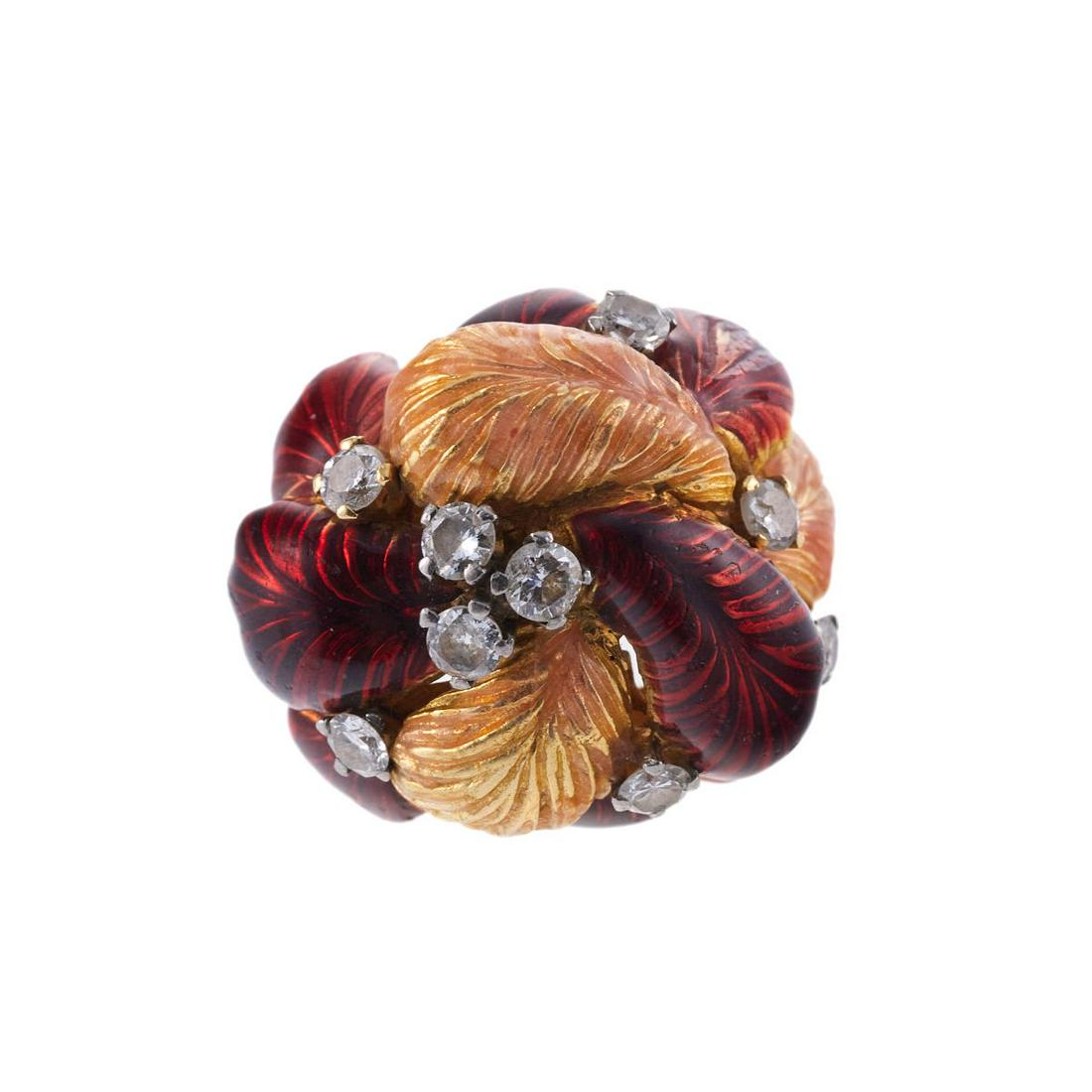 18k Gold Diamond Enamel Ring (1 of 3)