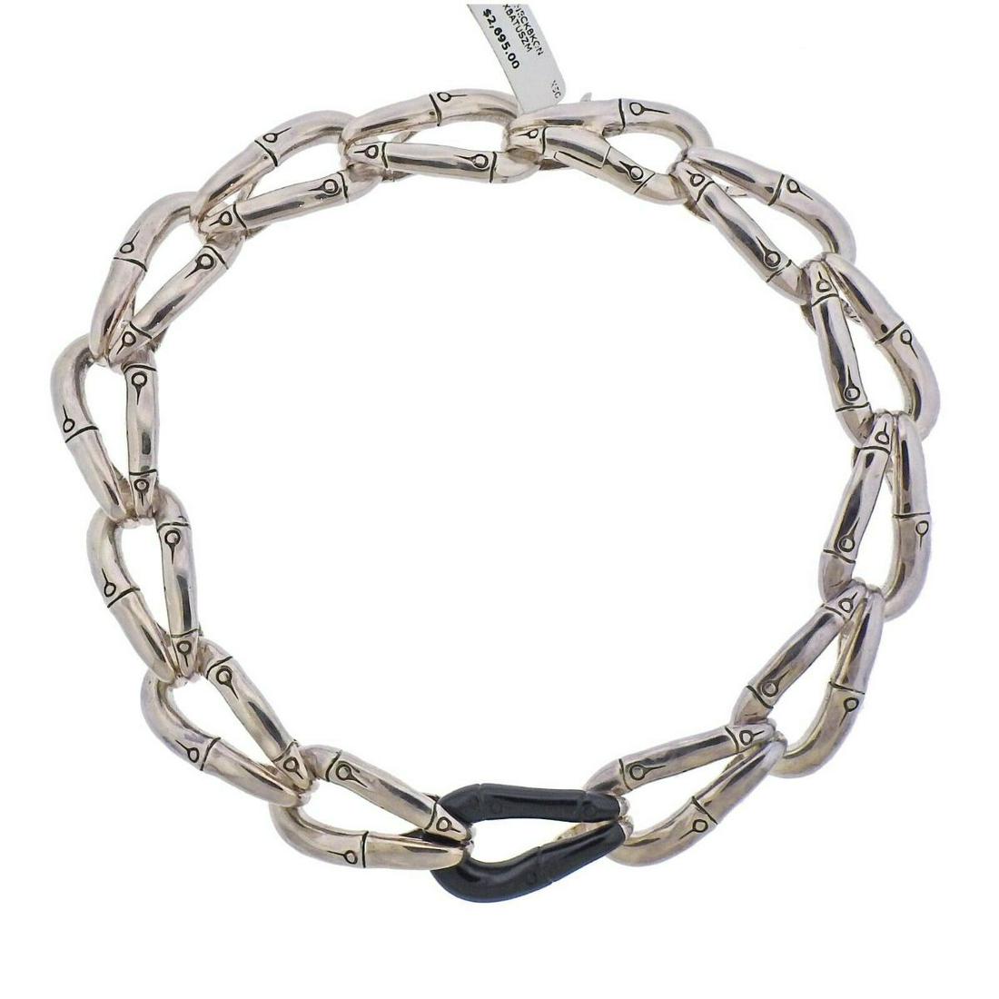John Hardy Sterling Silver Black Enamel Bamboo Link Necklace (1 of 3)