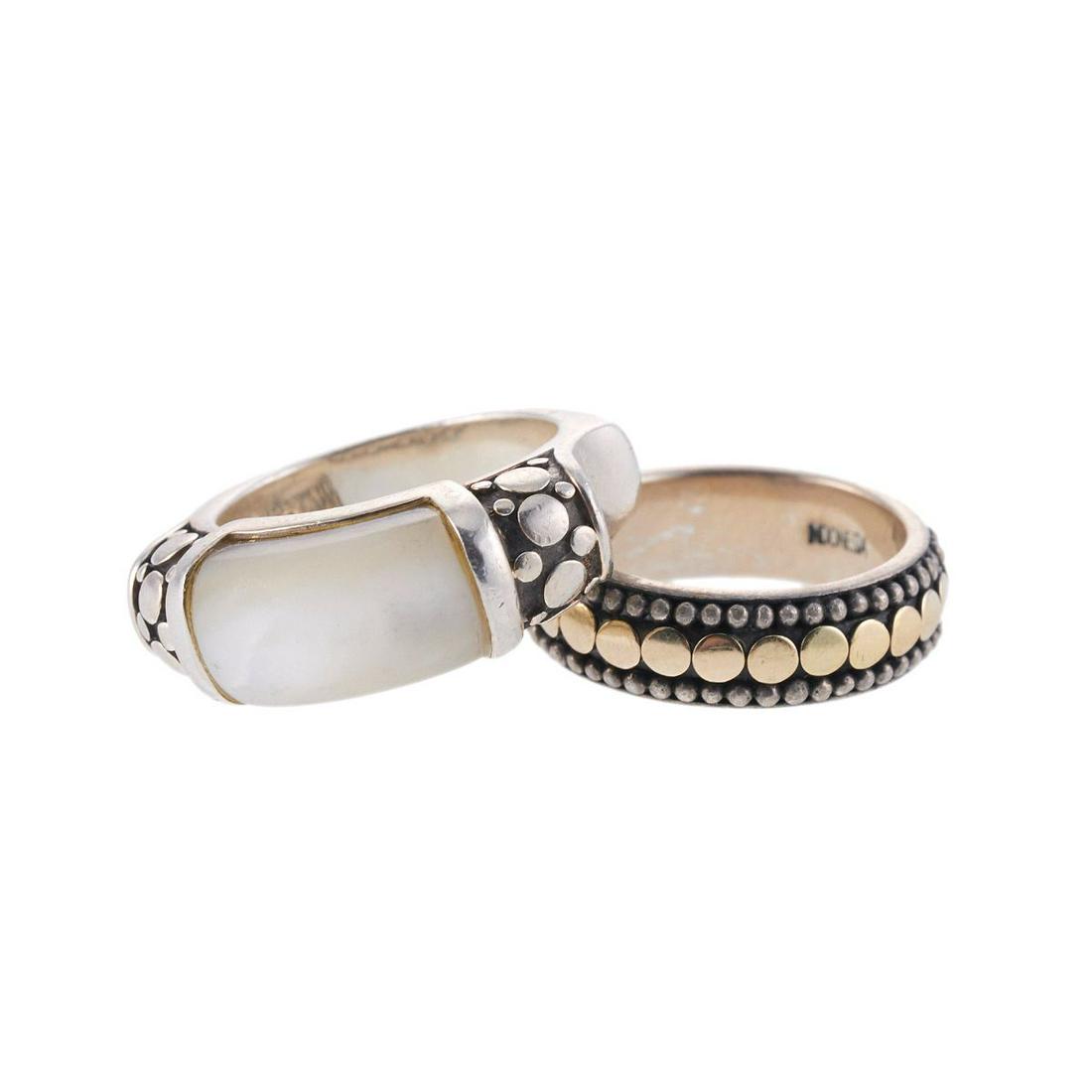 John Hardy 18k Gold Silver MOP Ring Lot of 2 (1 of 3)