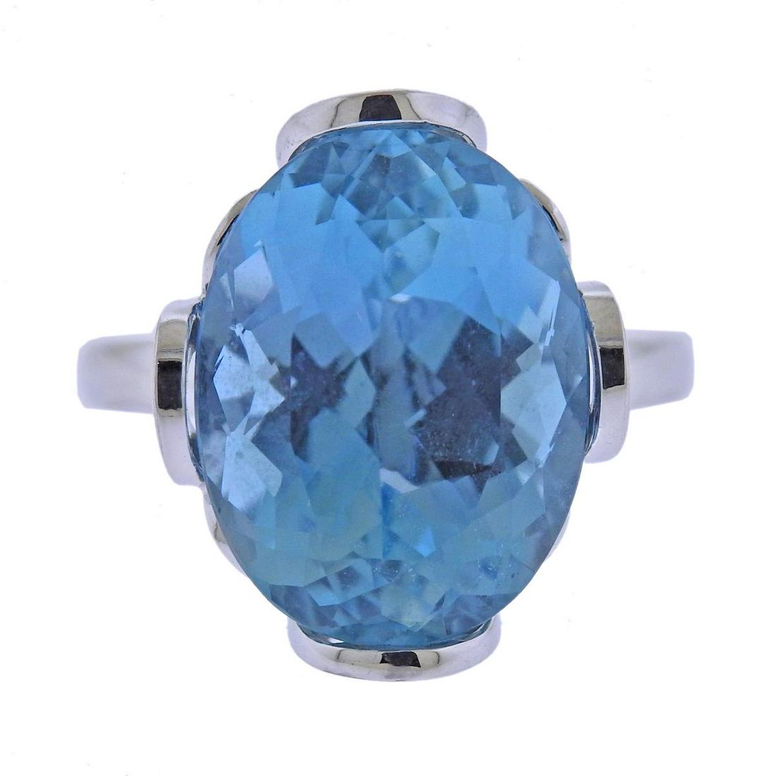 Bucherer Gold 10.82ct Aquamarine Ring: Metal : 18k White Gold Designer : Bucherer Gemstone : 10.82ct Aquamarine Measurements : Ring size - 7, ring top is 19mm x 15mm Marked: : CB, 750 Weight : 8.4 grams