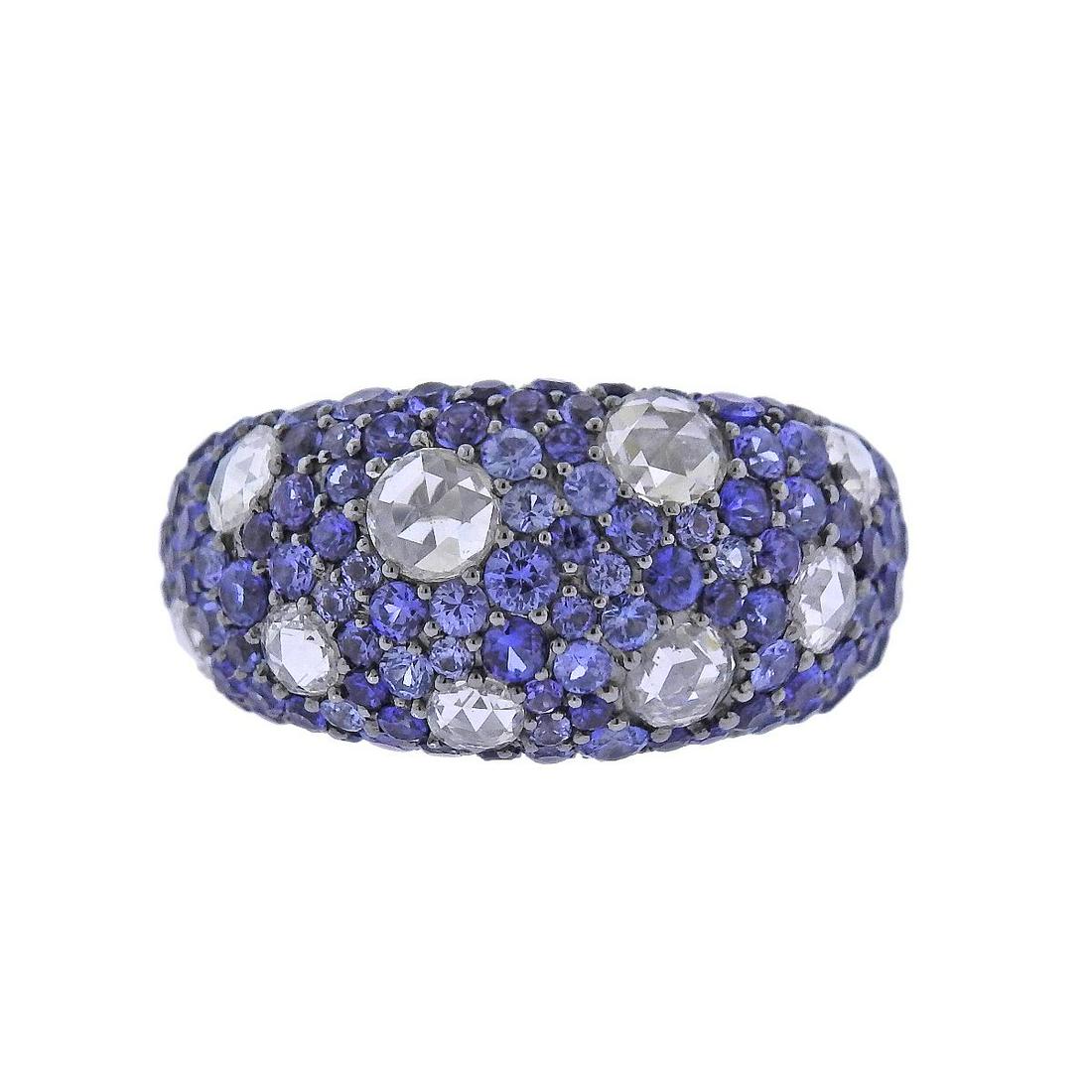 Bucherer 18k Gold Diamond Sapphire Ring: Metal : 18k Gold Designer : Bucherer Gemstone : Diamonds 0.65ctw, Sapphires 2.47ctw Measurements : Ring size 7.5m top is 11mm wide Marked: : CB 750 Weight: 8.6 grams