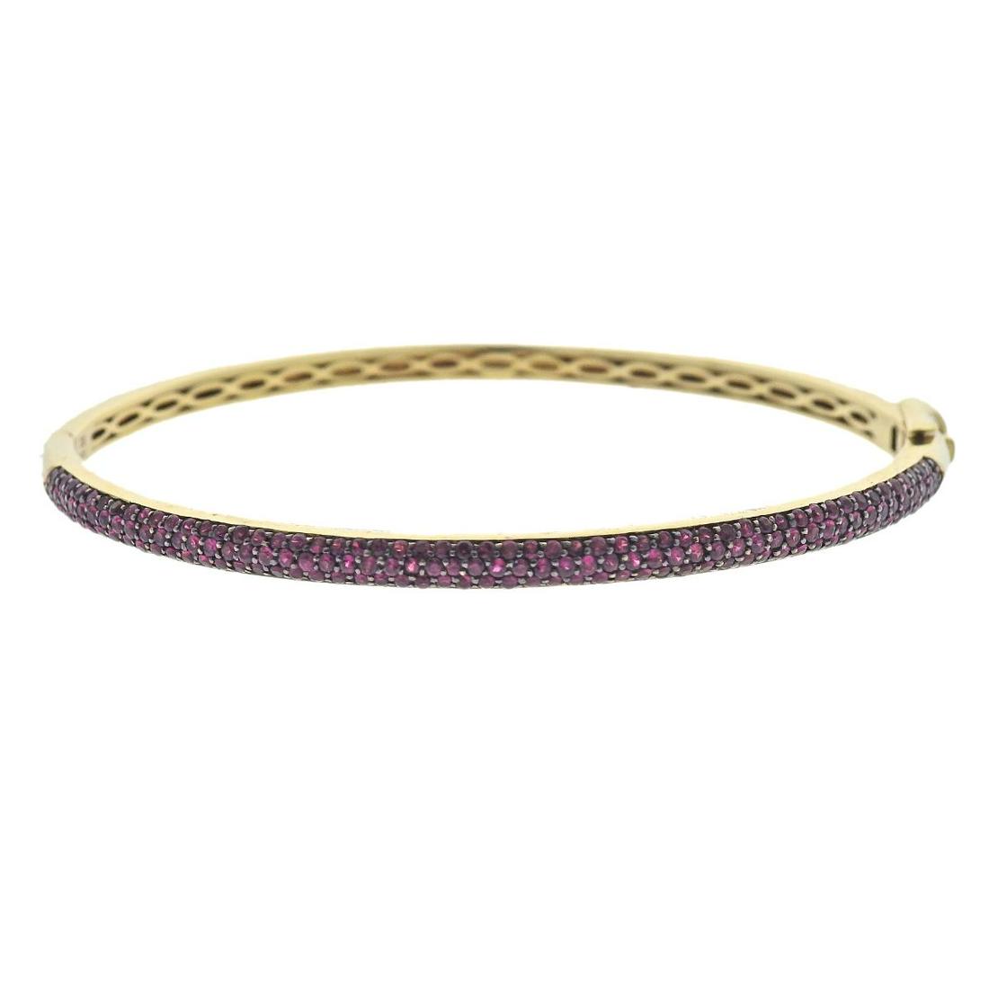 Clyde Duneier Gold Ruby Bangle Bracelet (1 of 4)
