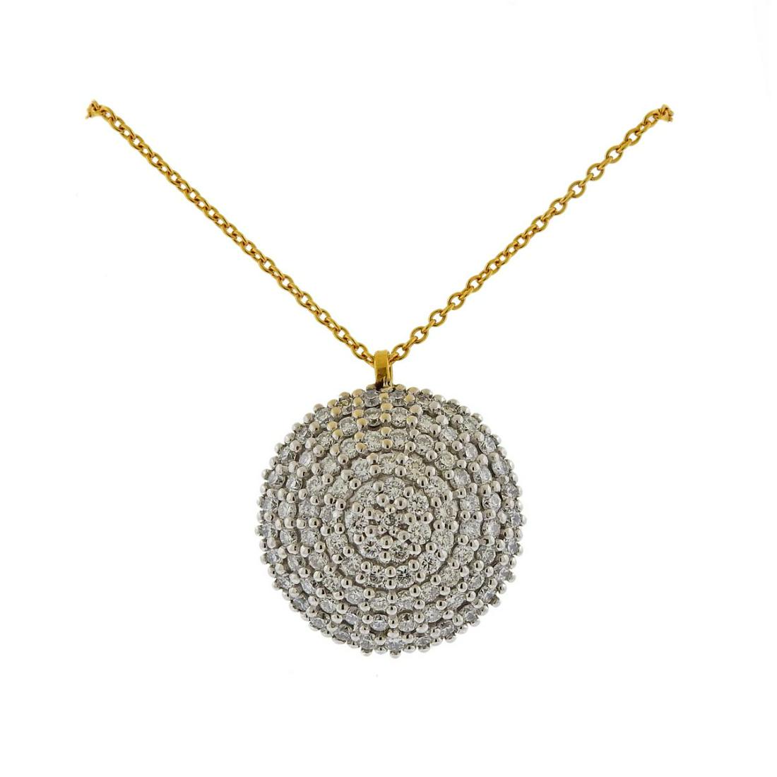 Gurhan Large Lentil Gold Diamond Pendant Necklace: Metal : 22k, 24k, 18k Gold Designer : Gurhan Gemstone : Approx.1.35ctw of GH/VS diamonds Measurements : Necklace is 16-18" long, pendant is 18mm in diameter. Marked: : Gurhan mark, Serial nu