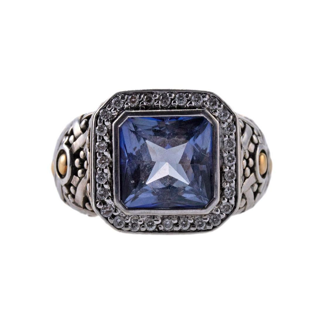 John Hardy 18k Gold Silver Iolite Diamond Ring (1 of 3)