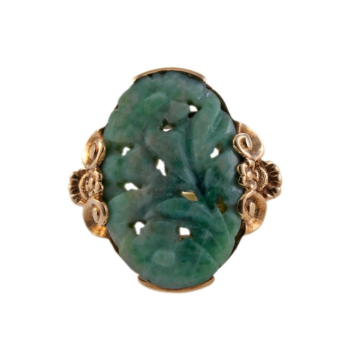 14k Gold Carved Jade Ring (1 of 4)