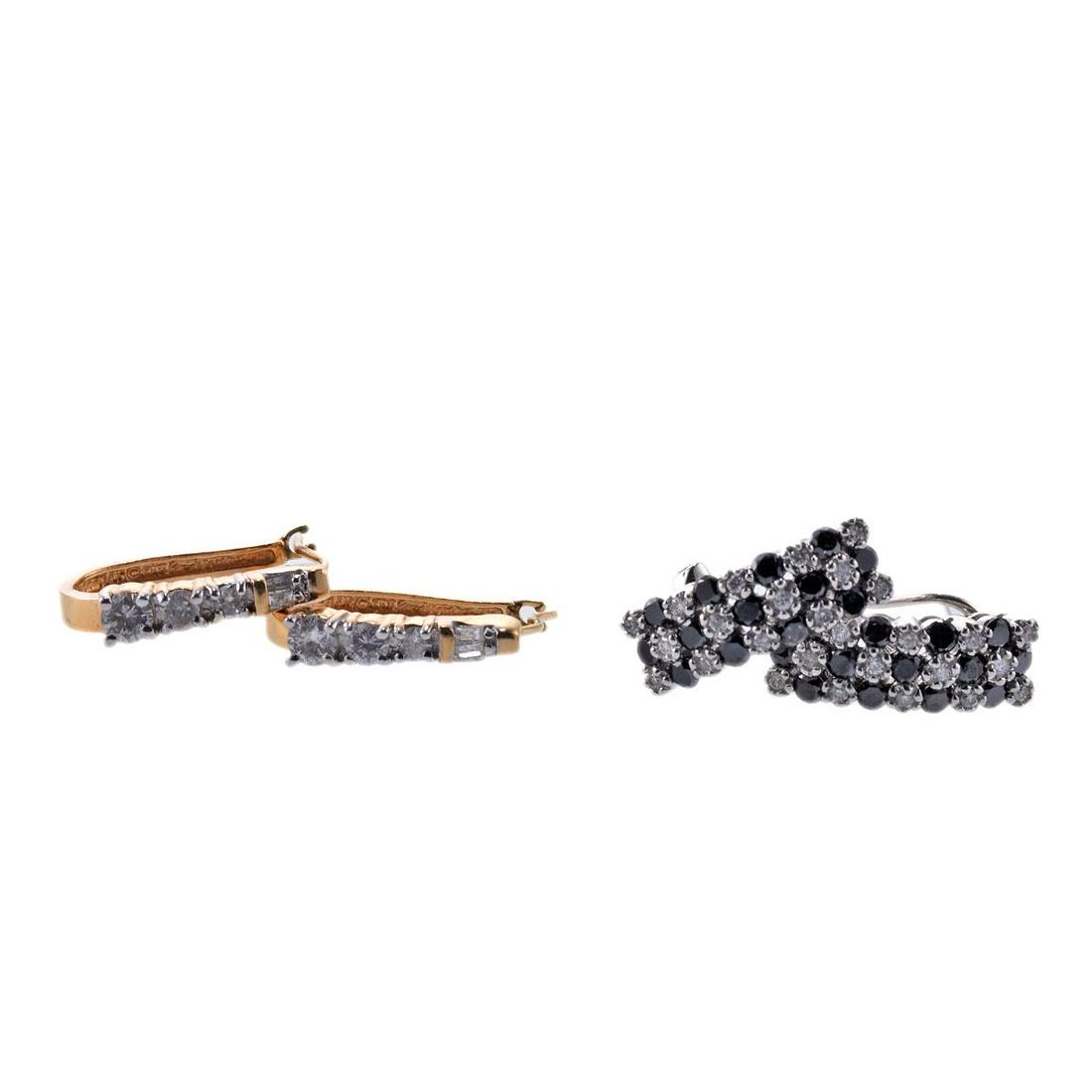 14k Gold Diamond Earrings Lot 2pc (1 of 2)