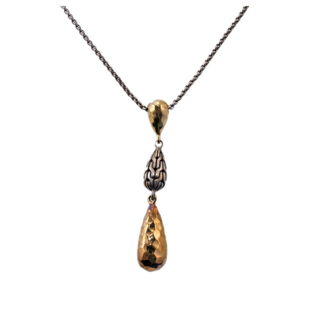 John Hardy 18k Gold Silver Teardrop Pendant Necklace (1 of 3)