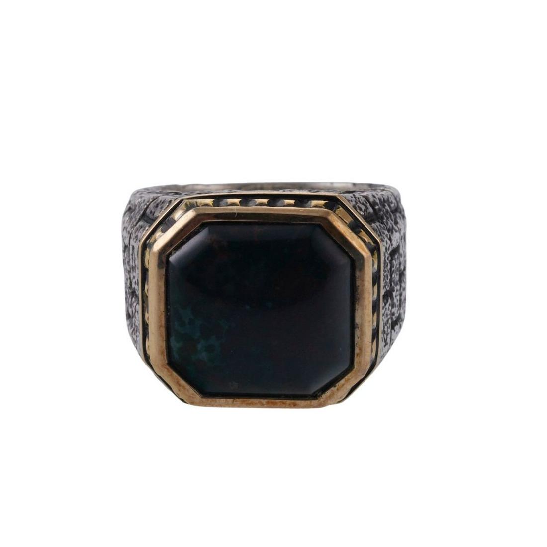 Stephen Webster Silver Gold Bloodstone Men's Ring (1 of 4)