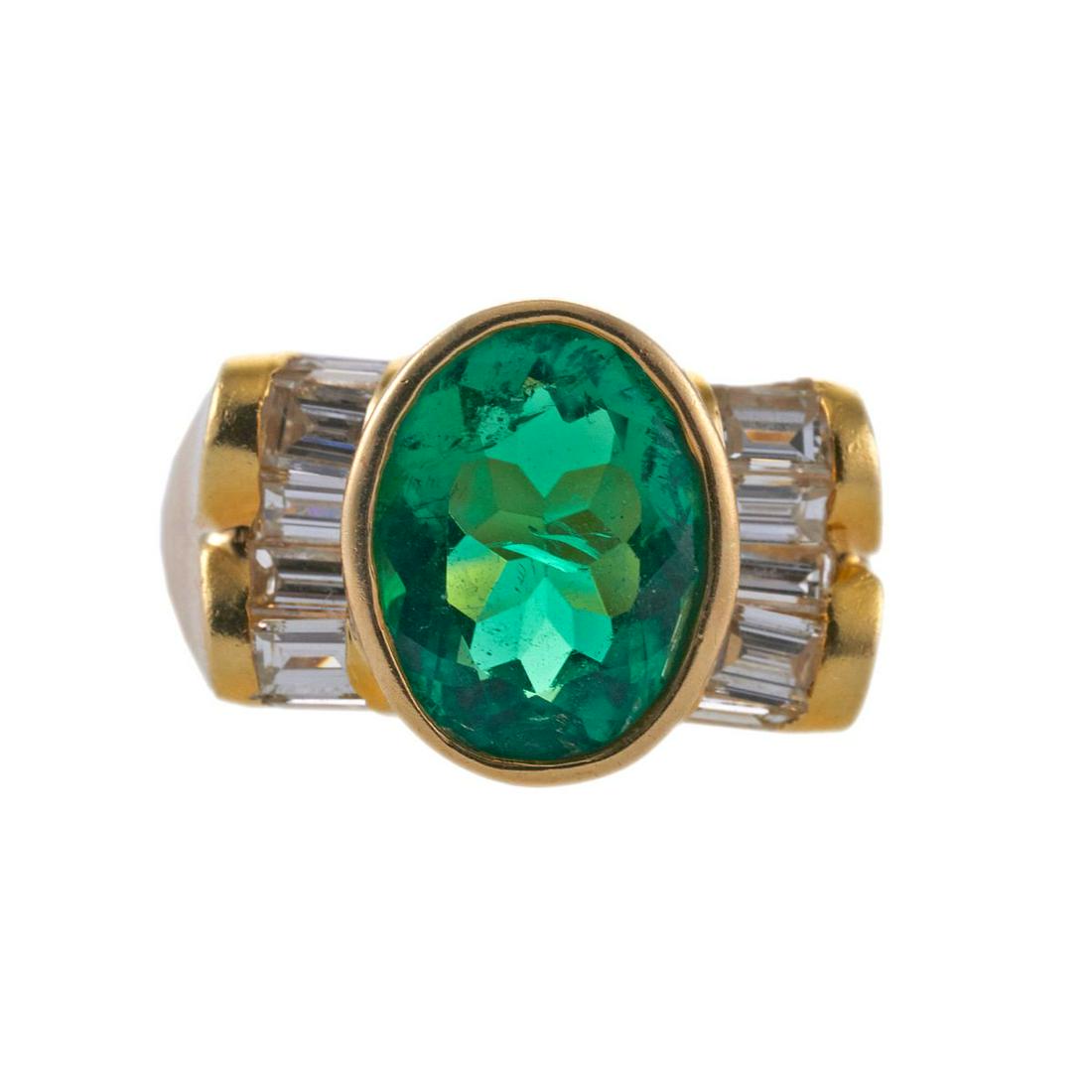 18k Gold Diamond Emerald Ring (1 of 4)