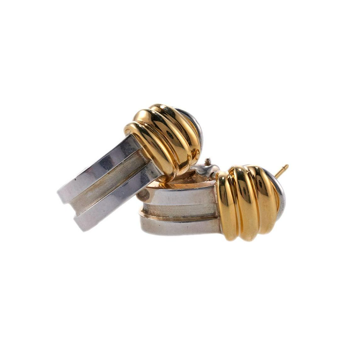 Tiffany & Co Atlas 18k Gold Silver Earrings (1 of 3)