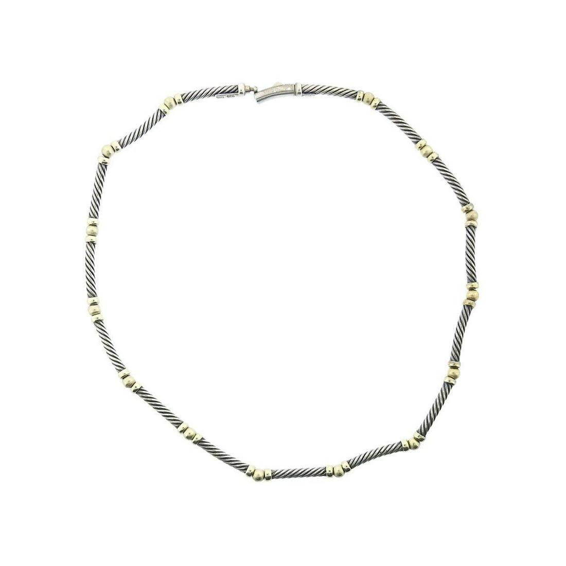 David Yurman Silver 14k Gold Cable Necklace (1 of 2)