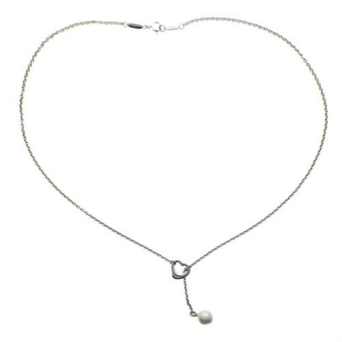 Tiffany & Co Elsa Peretti Sterling Silver Lariat Pearl Necklace (1 of 2)