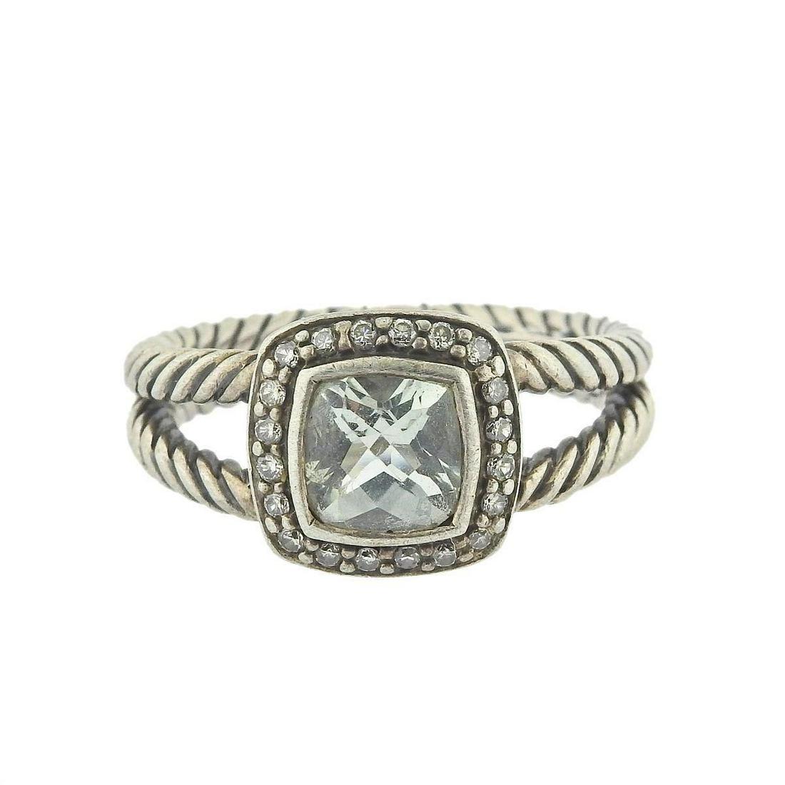 David Yurman Albion Silver Diamond Prasiolite Ring (1 of 3)
