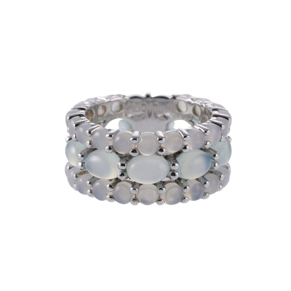 Bucherer 18k Gold Chalcedony Cabochon Eternity Band Ring (1 of 4)