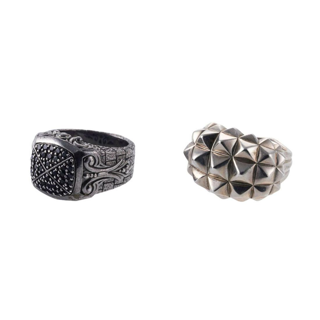 Stephen Webster Silver Black Sapphire Studs Ring Lot 2pc (1 of 5)