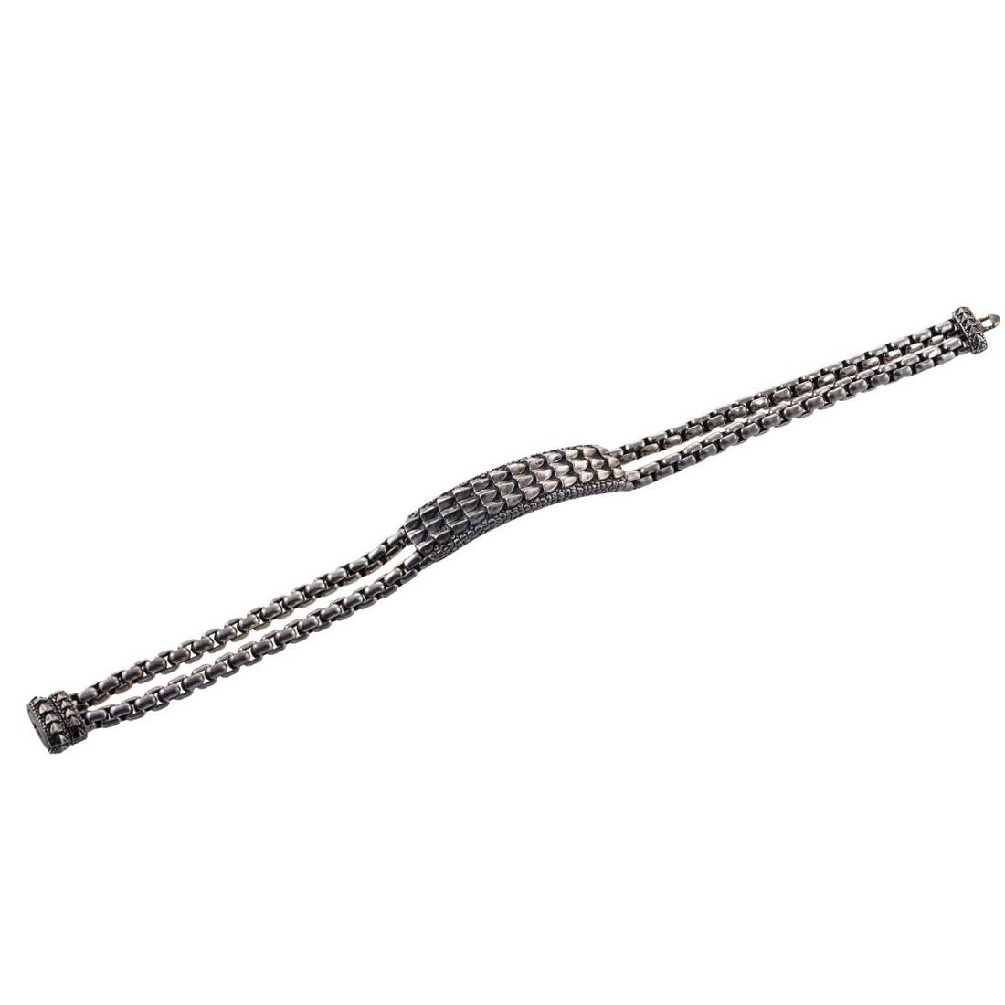 David Yurman Silver Box Chain Tag Bracelet (1 of 4)
