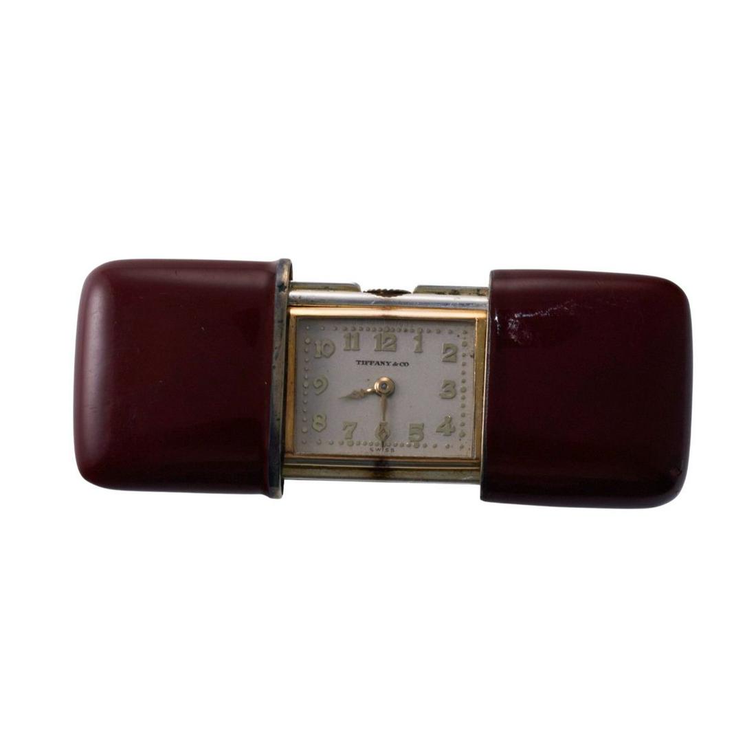 Tiffany & Co Art Deco 14k Gold Enamel Travel Clock (1 of 4)