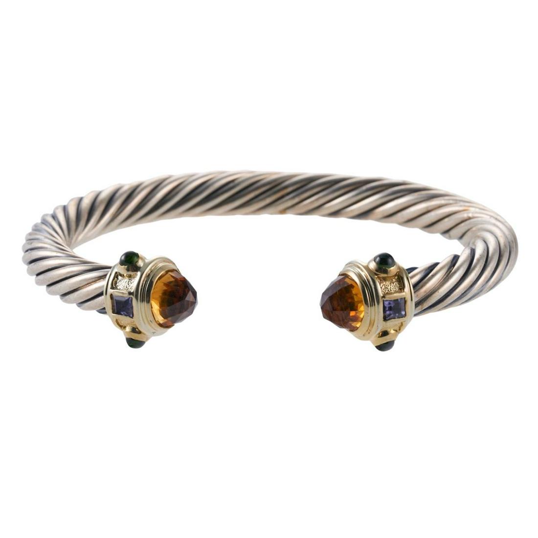 David Yurman Silver 14k Gold Citrine Iolite Peridot Bracelet (1 of 4)