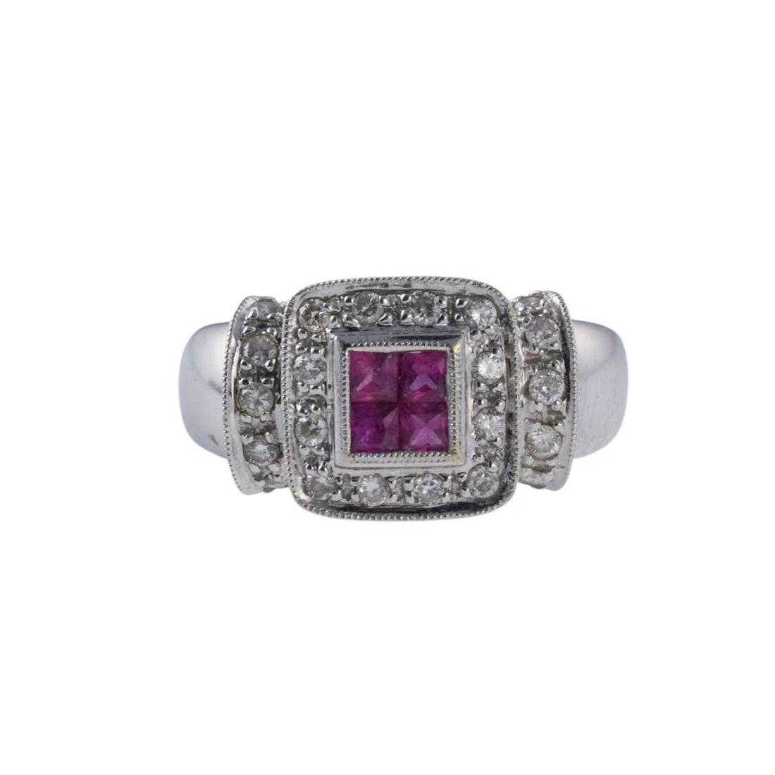 18k Gold Diamond Pink Sapphire Ring (1 of 3)